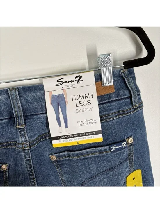 Seven7 Women SZ 8 Alaska Blue Medium Wash Tummy Less High Rise Skinny Jeans NWT - Picture 9 of 14